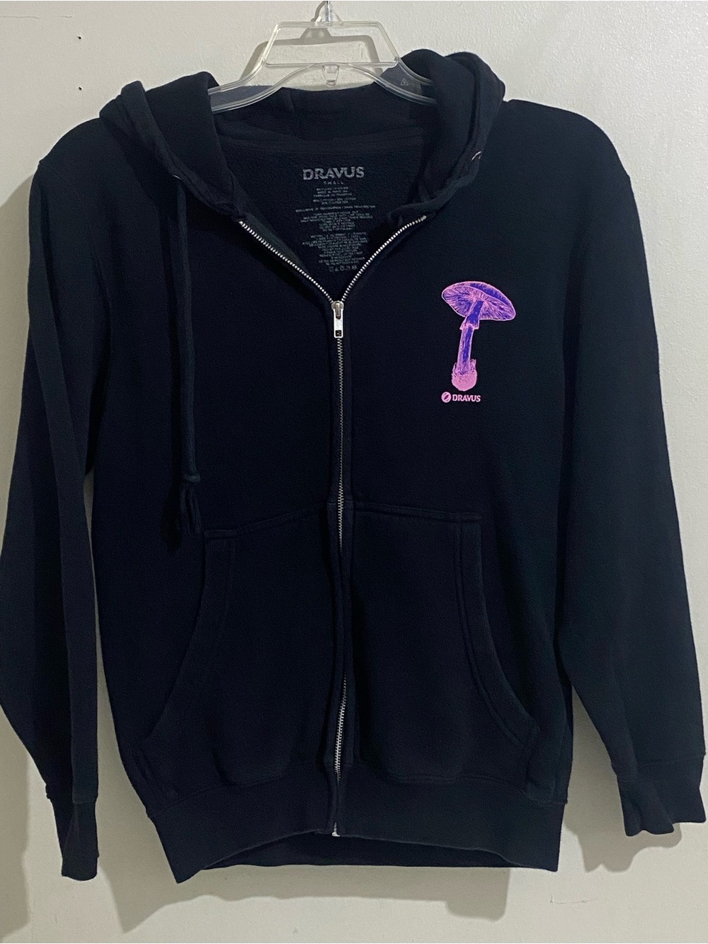 Dravus Hoodie Adult Life Cycle of a Mushroom Graphic Size S Full Zip